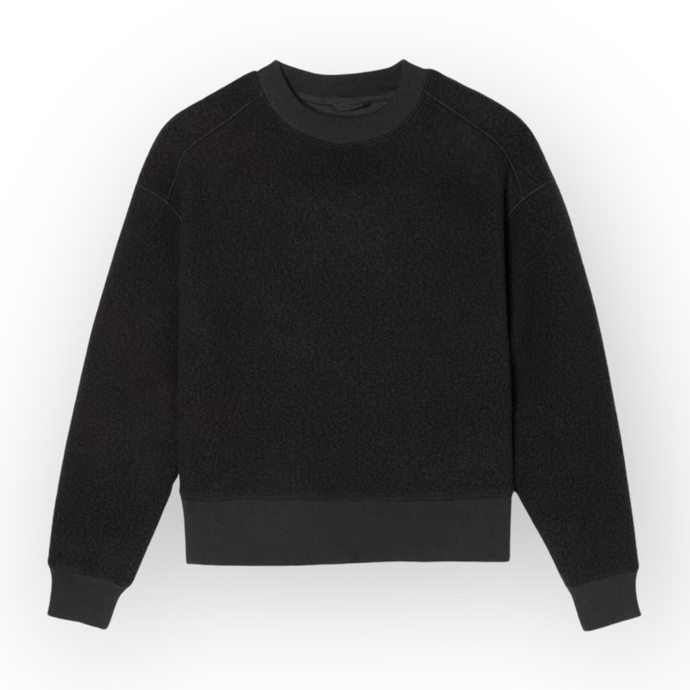 Everlane NWT ReNew Teddy Oversized Crew Fleece Sweatshirt Black S Soft Cozy New